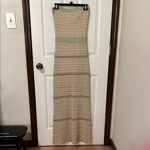 Victoria's Secret Cream and sparkly Green maxi dress.